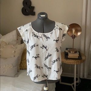 Unique open back horse blouse tank